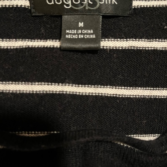 August Silk Black and White Stripe Sweater Medium - Picture 4 of 7